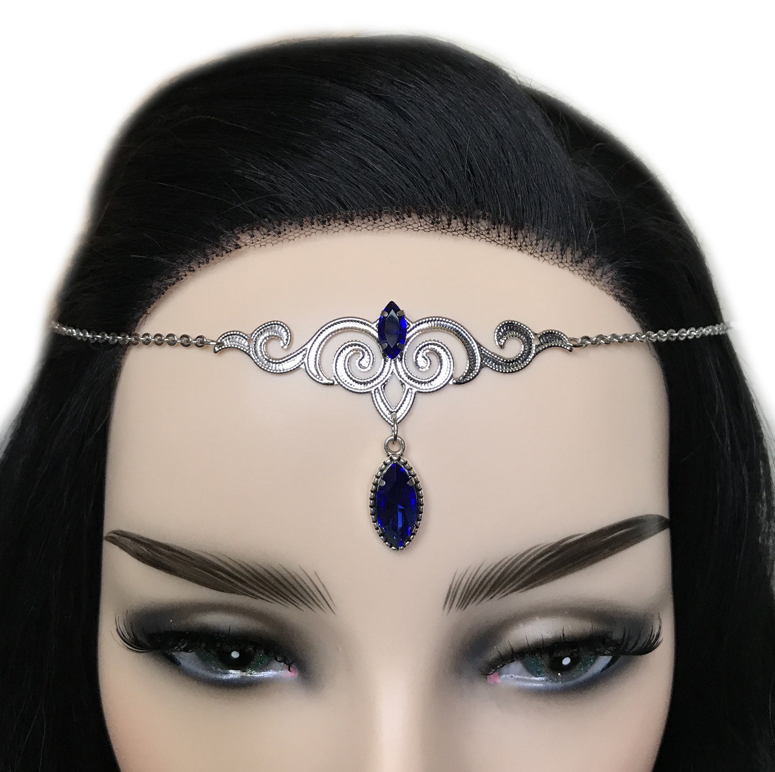 Unique Circlet - Wide Band W/Red And Blue Stones - Cloak & Dagger Creations