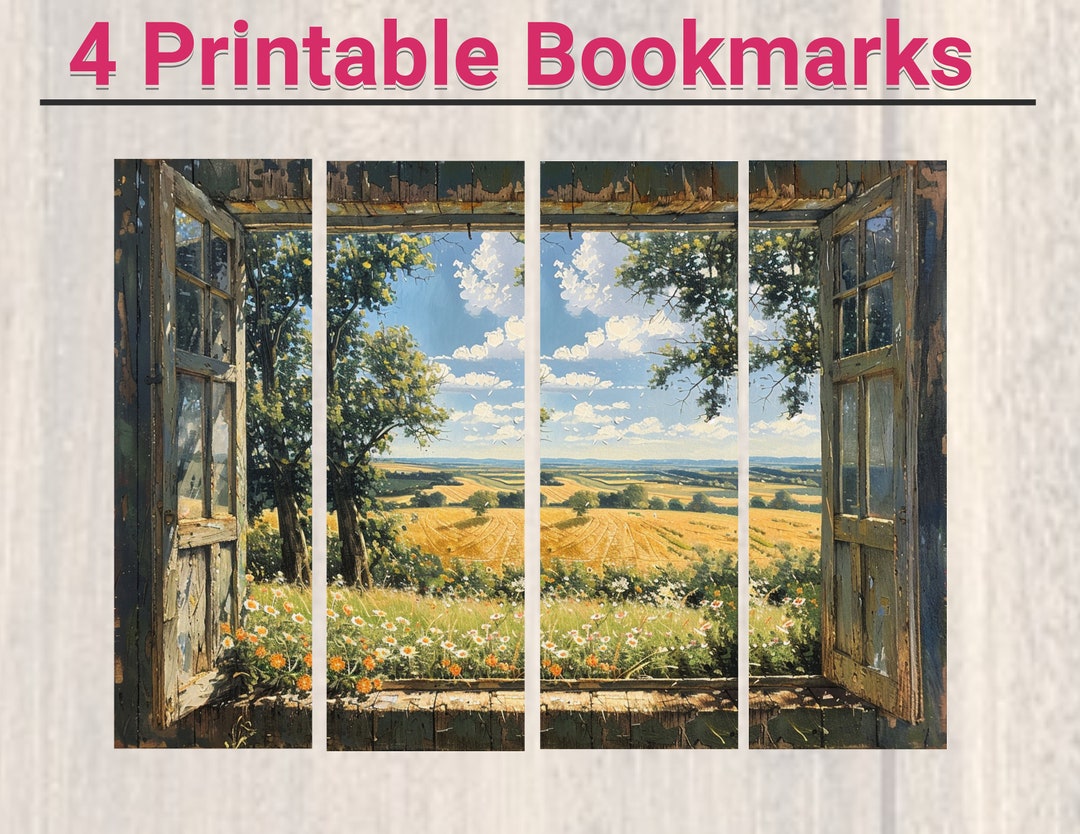 4 Printable Bookmarks, Picturesque Window Views, Handmade Bookmarks ...