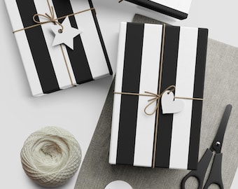 Black and White Vertical Stripes Wrapping Paper