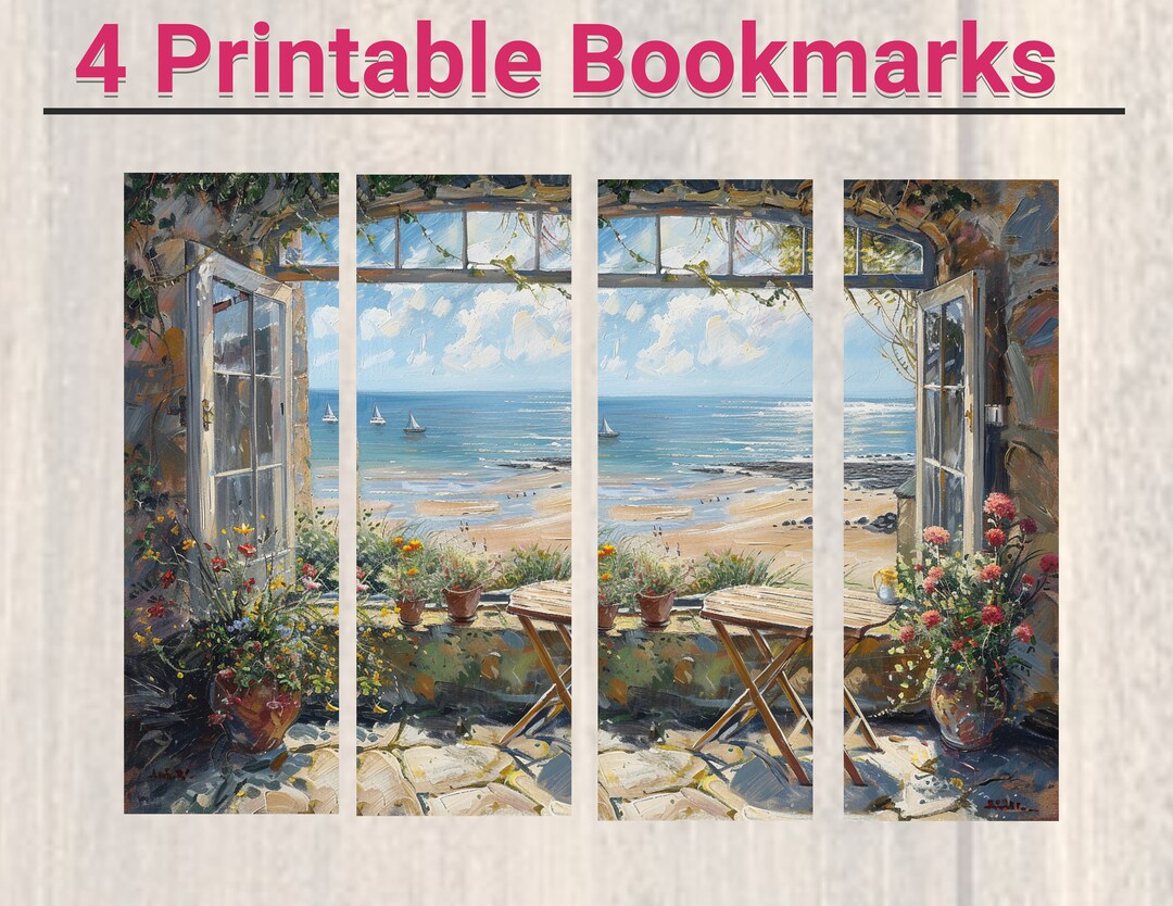 4 Printable Bookmarks, Picturesque Window Views, Handmade Bookmarks ...
