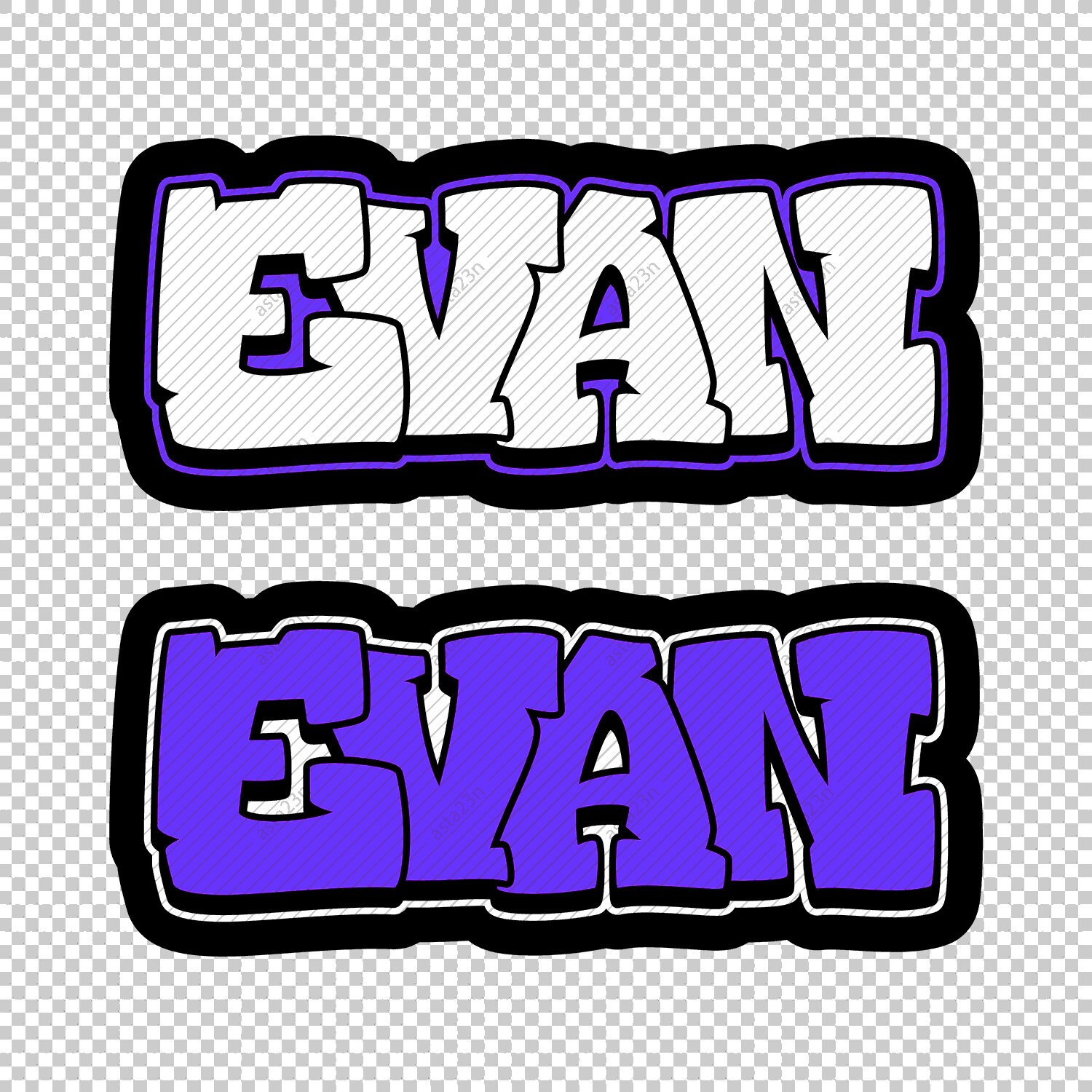 EVAN グラフィティ風 ステッカー EVAN Graffiti Name, Street Art Urban Wall Tag Style Font, Digital