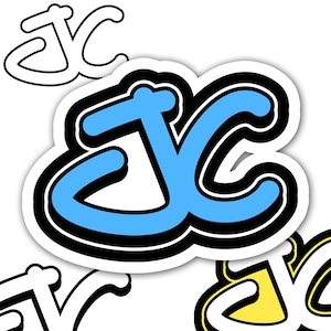 JC Graffiti INITIALS - Street Art Urban Wall TAG - Layered Vector Download for T-shirt, Sticker, Logo (Ai Svg Eps Dxf Jpg Png) Print Cut Sew