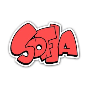 SOFIA Graffiti NAME - Street Art Urban Wall TAG - Layered Vector Download for T-shirt, Sticker, Logo (Ai Svg Eps Dxf Jpg Png) Print Cut Sew