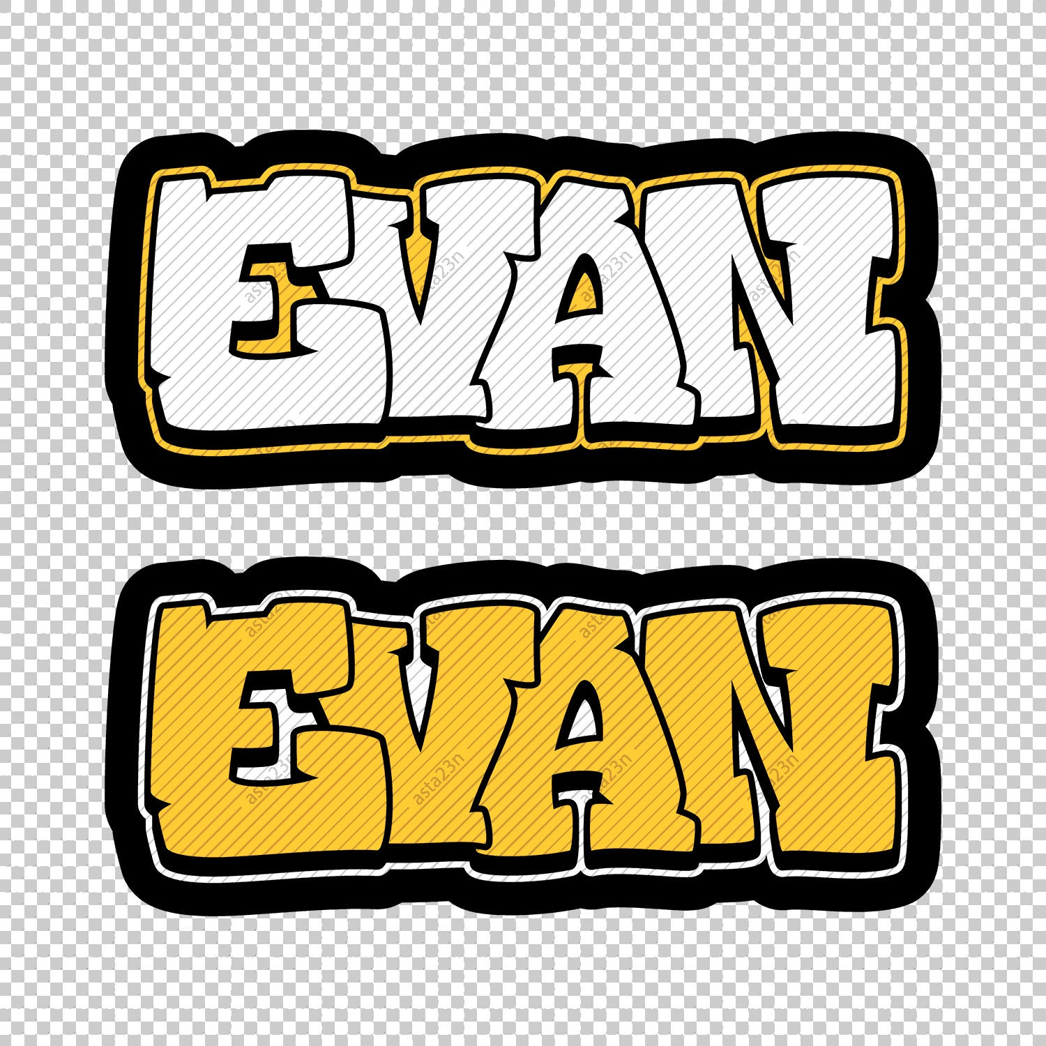 EVAN Graffiti Name, Street Art Urban Wall Tag Style Font, Digital