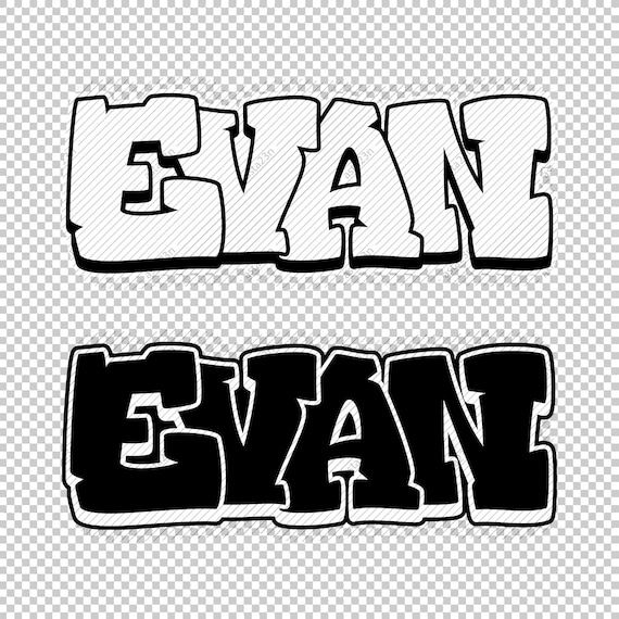 EVAN グラフィティ風 ステッカー EVAN Graffiti Name, Street Art Urban Wall Tag Style Font, Digital