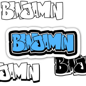 BENJAMIN Graffiti NOMBRE - Arte callejero Etiqueta de pared urbana - Descarga vectorial en capas para camiseta Pegatina Logotipo (Ai Svg Eps Dxf Jpg Png) Imprimir Cortar Coser