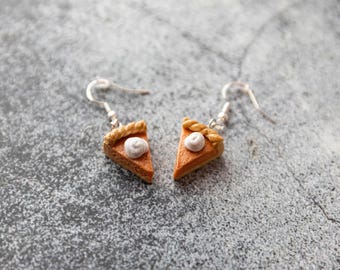 Pumpkin Pie Earrings Dangle Food Handmade Polymer Clay Earrings Gift For Female Friend Jewelry