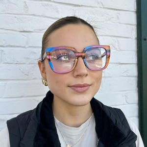 Handcrafted Oversize Clear Lens Eyeglasses Cat Eye Stylish Acetate Frame Statement Eyewear Blue Light Glasses Cat Eye by Jadorsh • S1