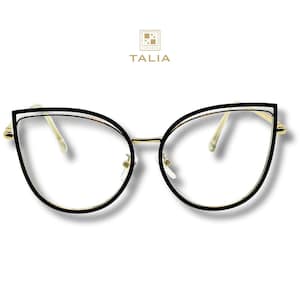 Eye Glasses Oversized Frames Thin Cat Eyeglasses Handcrafted for Women Blue Light Optical Gold Eyewear Minimalist Glasses by Jadorsh • T1