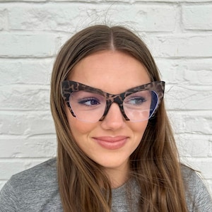 Handcrafted Oversize Clear Lens Eyeglasses Classic Frame Blue Light Glasses Cat Eye Sunglasses Nerd Glasses by Jadorsh • E1