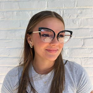 Cat Eyeglasses Handcrafted Oversize Clear Lens Eyeglasses Classic Big Frame Blue Light Glasses Cat Eye Sunglasses Nerd Glasses - C1