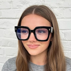 Handcrafted Oversize Clear Lens Eyeglasses Classic Big Frame Blue Light Glasses Cat Eye Sunglasses Nerd Glasses by Jadorsh •B1