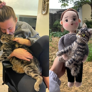 カスタムかぎ針編み猫、ペットロスギフト、カスタムぬいぐるみ、ペットのお悔やみギフト、ペットが亡くなったギフト、ペットの追悼ギフト、ペット愛好家ギフト