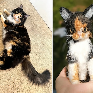 Chat au crochet personnalisé, chat qui se ressemble, animal de compagnie personnalisé, peluche chat personnalisée, cadeaux commémoratifs pour animal de compagnie, cadeaux personnalisés pour animal de compagnie, cadeaux de sympathie pour animal de compagnie