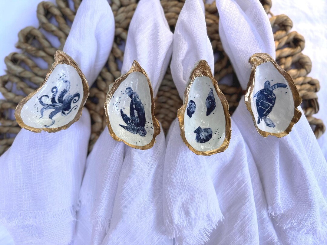 Turtle, Octopus, Shells -napkin Rings, Christmas Ornaments - Coastal ...