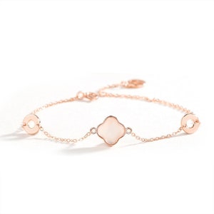 925 Sterling Silver Four Leaf Clover Bracelet 18K Rose Gold Plated Bracelets Bangles for Women