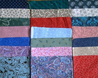 Fifty 6" charm squares all different quilt prints florals cotton, free shipping in US