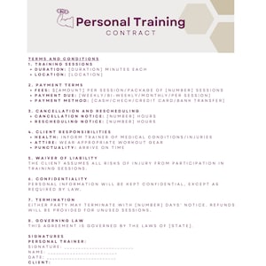 Ultimate Personal Training Client Contract