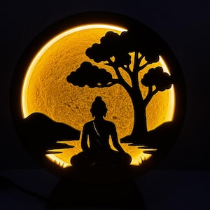 Buddha LED Lamp with Moon Background