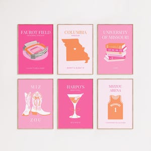 University of Missouri Pink and Orange Wall Art | Set of 3 College Wall Art