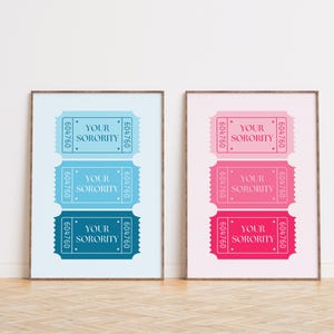 CUSTOM Color Sorority Ticket Wall Art | Sorority Wall Art | Digital Download Print