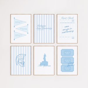 Michigan State University Blue Wall Art | Set of 6 College Wall Art