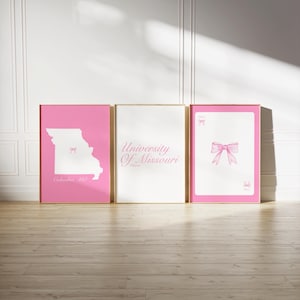 University of Missouri Pink Wall Art | Set of 3 College Wall Art