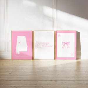 University of Alabama Pink Wall Art | Set of 3 College Wall Art