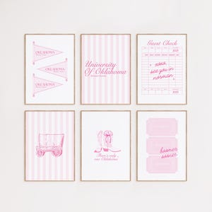 University of Oklahoma Pink Wall Art | Set of 6 College Wall Art