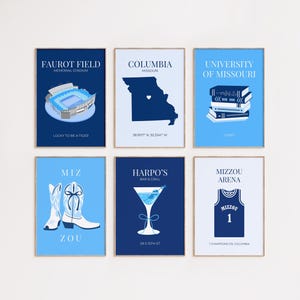 University of Missouri Blue Wall Art | Set of 6 College Wall Art