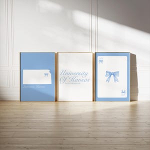 University of Kansas Blue Wall Art | Set of 3 College Wall Art