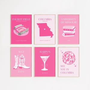 University of Missouri Pink Wall Art | Set of 6 College Wall Art