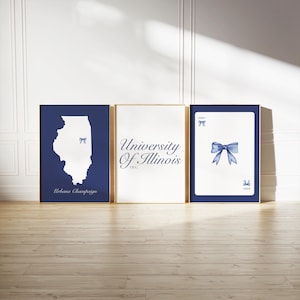 University of Illinois Urbana-Champaign Navy Wall Art | Set of 3 College Wall Art
