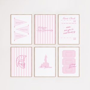 Michigan State University Pink Wall Art | Set of 6 College Wall Art
