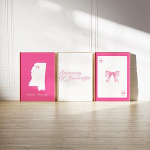 University of Mississippi Ole Miss Pink Wall Art | Set of 3 College Wall Art