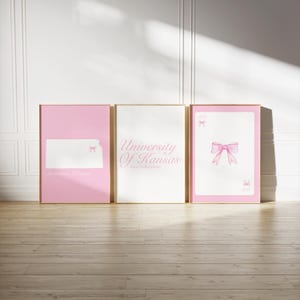 University of Kansas Pink Wall Art | Set of 3 College Wall Art