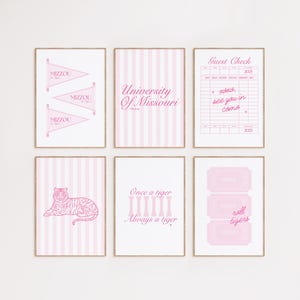 University of Missouri Pink Wall Art | Set of 6 College Wall Art