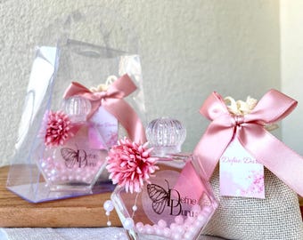 Wedding Favor Empty Cologne Bottle Set, Personalized Lavender Sachet Gift, Bulk Bridal Shower Favor