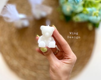 Personalized Teddy Bear Candles – Baby Shower Favors, Baptism Gift, First Birthday Keepsake