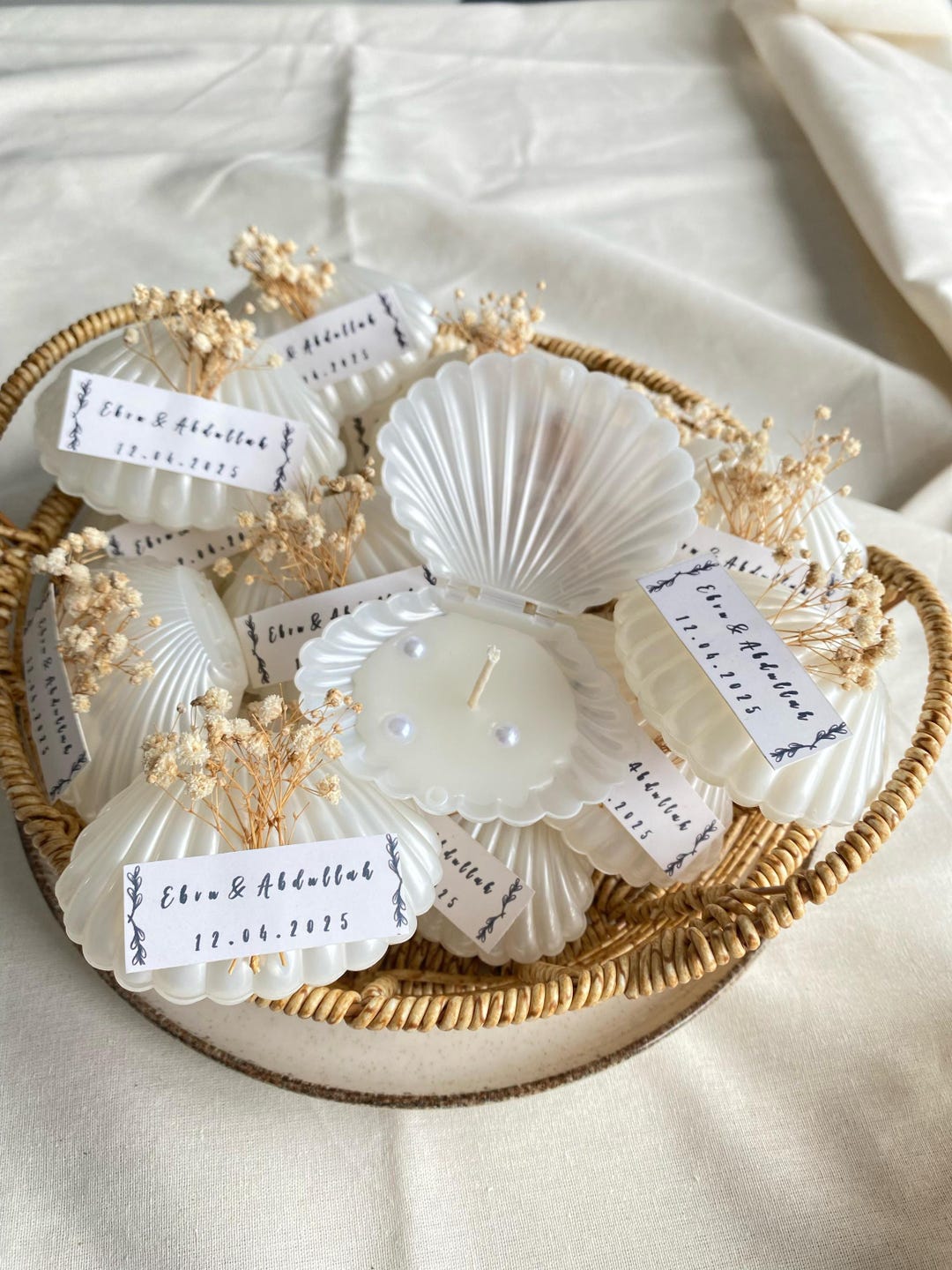 Shell Favour Personalized Shell Candle Wedding Favor – Elegant Oyster Gift With ...