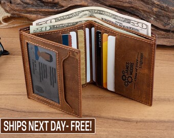 Personalized Graduation Wallet, Graduation Gifts for Him, Engraved Leather Wallet, PhD Graduation Gifts, Custom Wallet for Men, Wallet