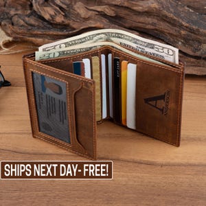 Billetera personalizada, Billetera para hombre, Billetera grabada, Billetera para padrinos de boda, Billetera de cuero, Billetera personalizada, Regalo para novio, Regalo de aniversario para él