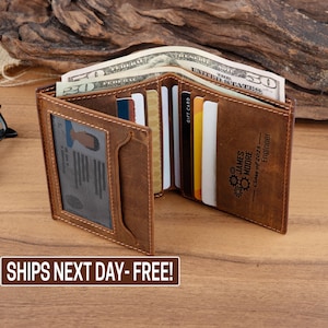 ¡Regalo de graduación único! Cartera de cuero personalizada, cartera personalizada para graduados, regalo para graduados universitarios, cartera grabada para nuevos profesores.