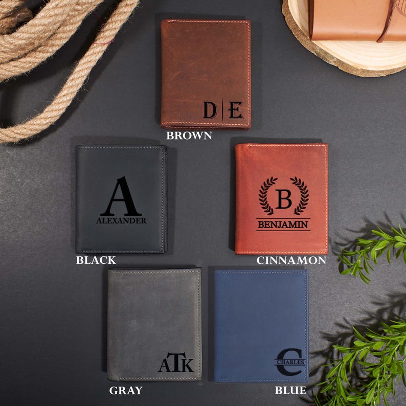 Personalized Leather Wallet, Trifold Wallet, Mens Wallet, Graduation Gifts for Him, Custom Wallet, Engraved Wallet, Gift for Him, Wallet image 7