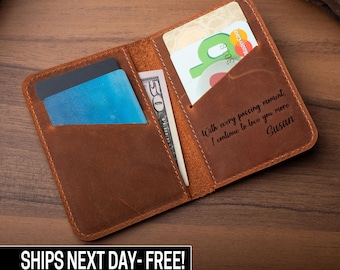 Personalized Card Holder, Custom Leather Wallet, Unique Gifts For Dad, Gift for Her, Personalized Gifts For Him, Monogrammed Engraved Wallet