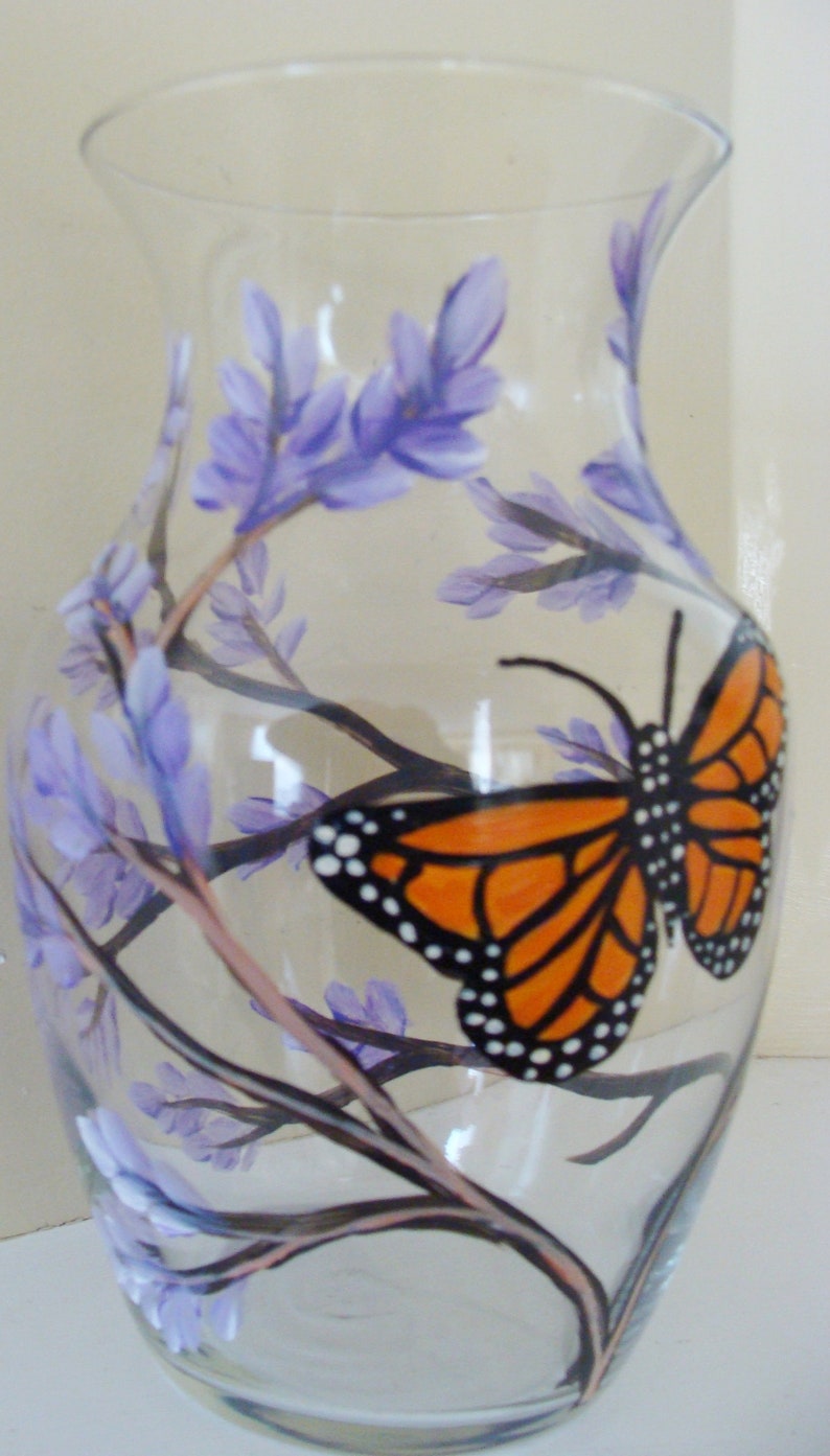 Monarch Butterfly Vase Lilacs Home Decor Floral Etsy