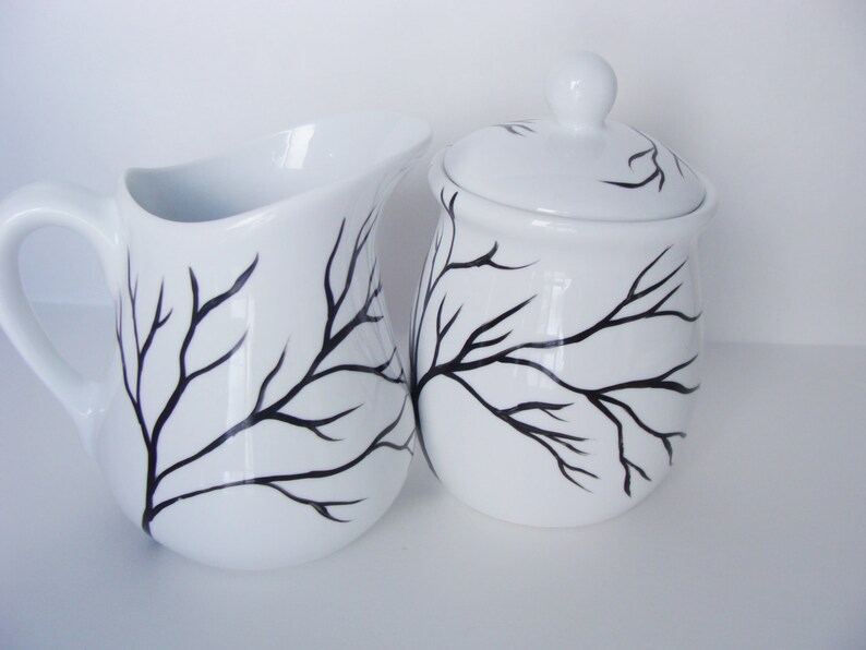 Tree Branches Cream and Sugar Hand Painted Etsy