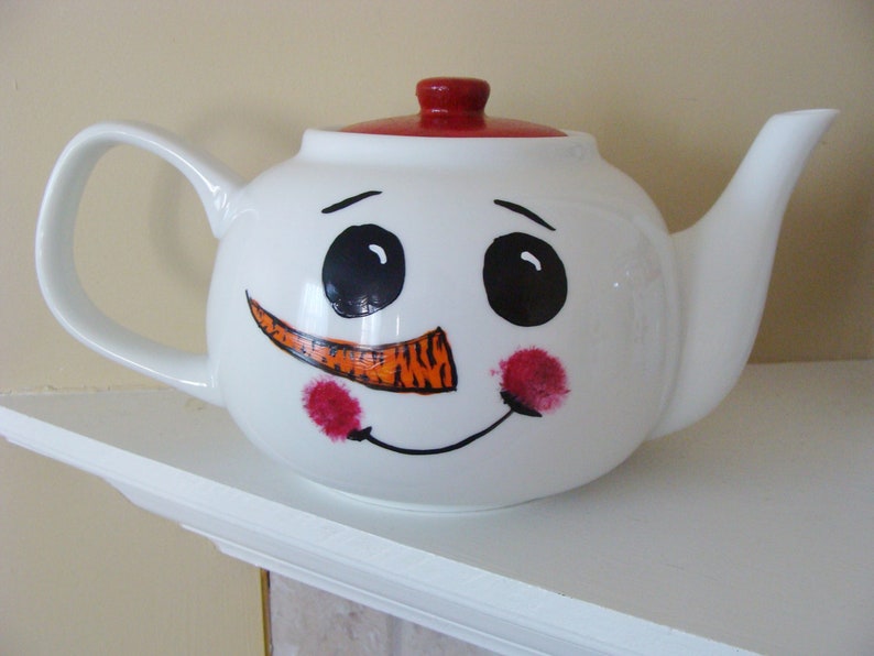 Snowman Teapot Christmas DinnerHoliday Entertaining Etsy