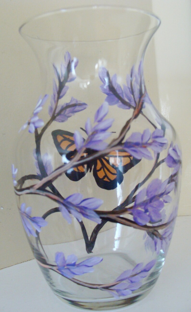 Monarch Butterfly Vase Lilacs Home Decor Floral Etsy