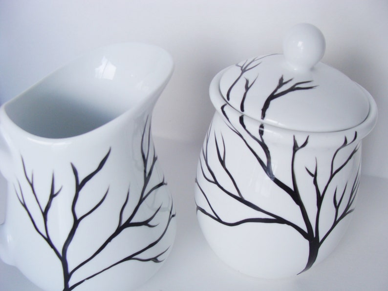 Tree Branches Cream and Sugar Hand Painted Etsy